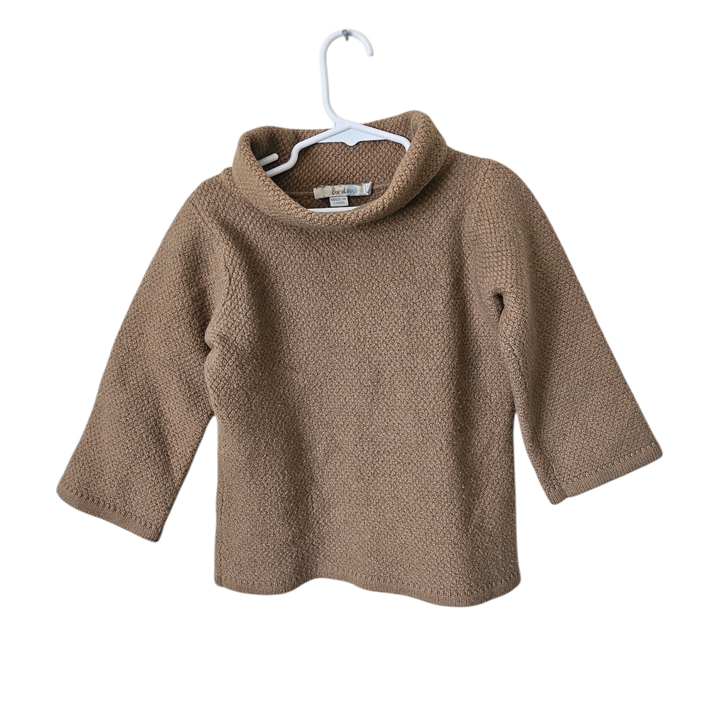 Boden Girls Wool Cotton Blend Tan Textured Knit Cozy Sweater, Size 4‎
